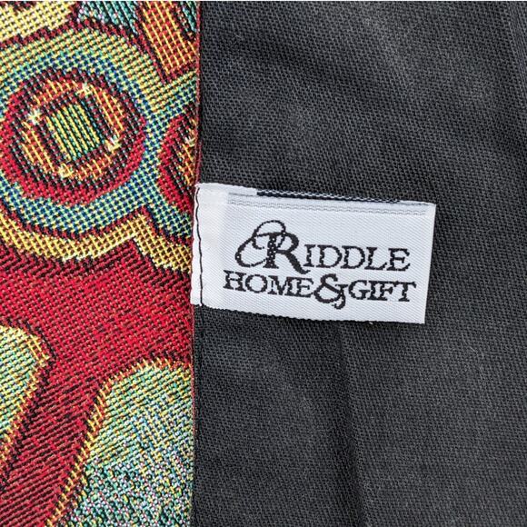 Vintage 2005 Giant Woven MANDALA TAPESTRY TASSELS Riddle Home & Gift ~ 52"x58" - Picture 6 of 7